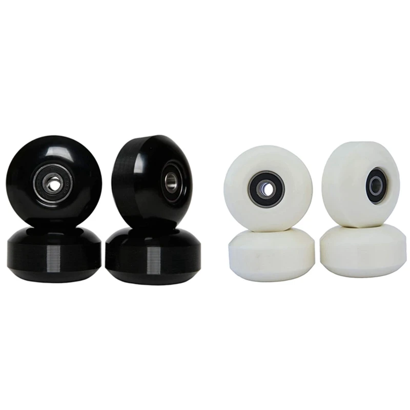 2 Set Skateboard Wheels With Bearings 52X30mm Street PU Wheels Skateboard Parts Cruiser Longboard Wheels, Black & White