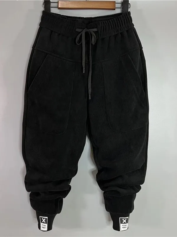 

plus Size Men's Casual Thiened Fce Harlan Pants Loose Fit Autumn Winter Wear Resistant Small Footed Trousers