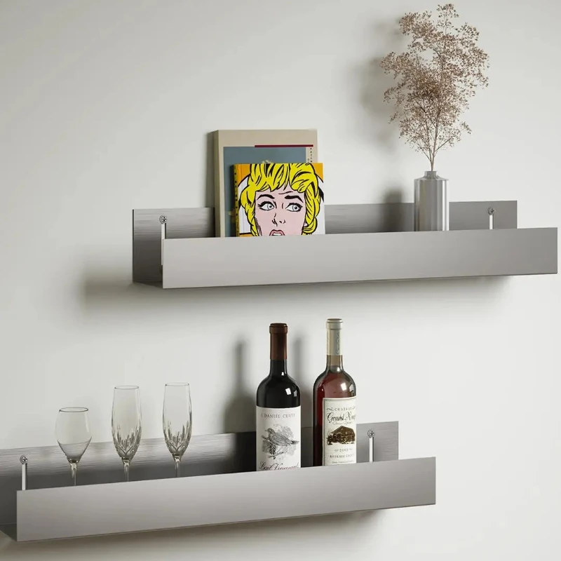 Stainless Steel I-Shaped Wall holder Floating Display Rack for Shop Modern Industrial Storage Solution Space-Saving Decor Shelf