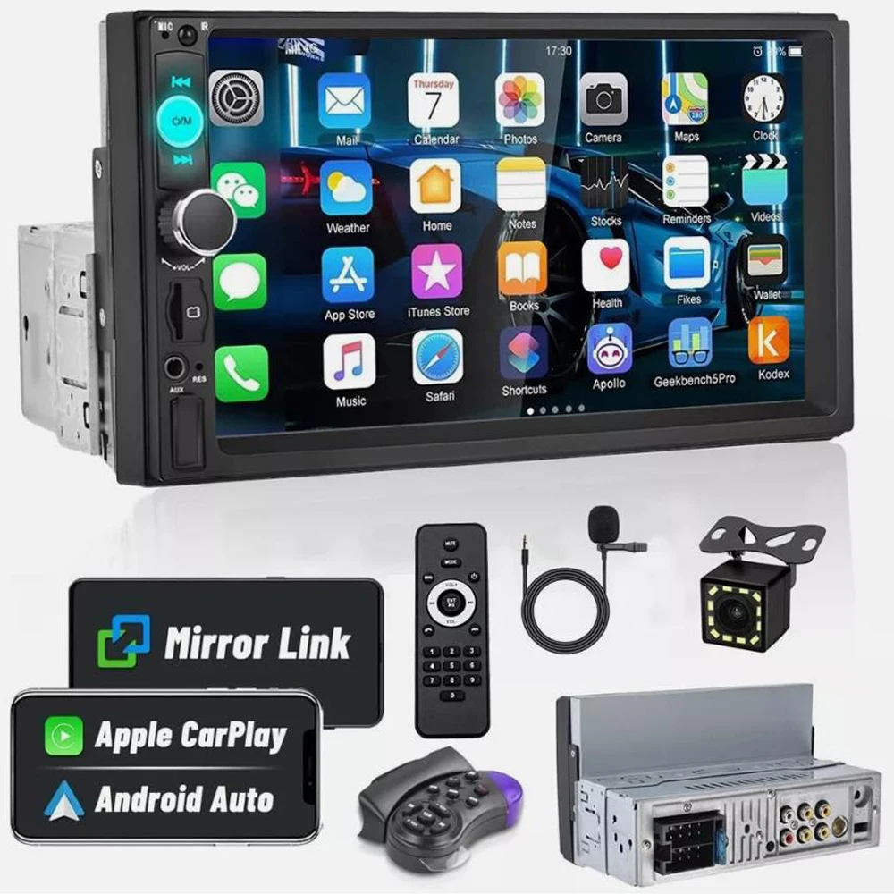 New Quality 7inch Single 1Din Touchscreen Car Stereo Radio With Handle Remote Control Camera For Apple/Android CarPlay Bluetooth F7010C