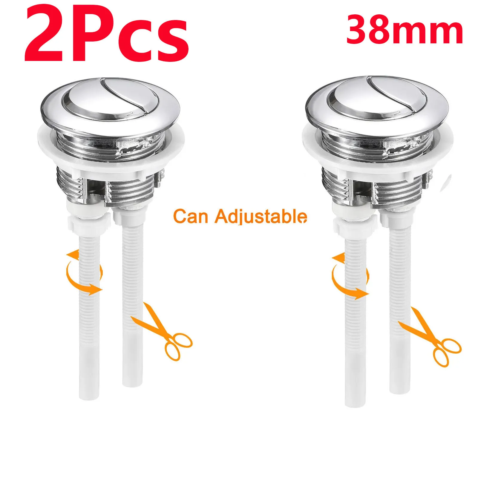 2Pcs 38mm Toilet Flushing Tank Button Toilet Dual Push Button Lid Toilet Seat Accessories for 38mm 1.5