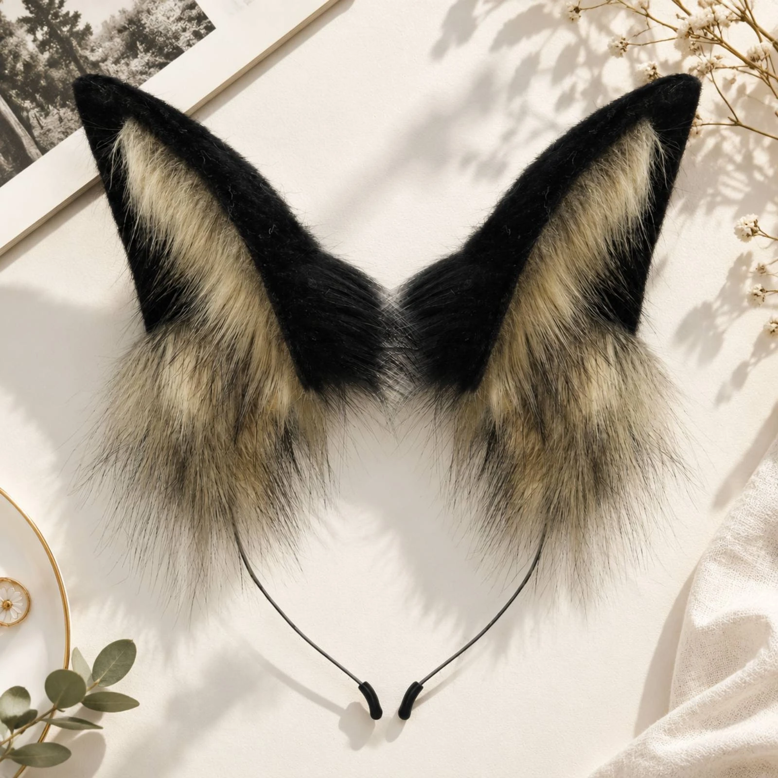 Cosplay Animal-Ear Headband Cute Faux Hair Animal Ears Headband Costume Accessory Furry Headwear Fashionable for Cosplayers