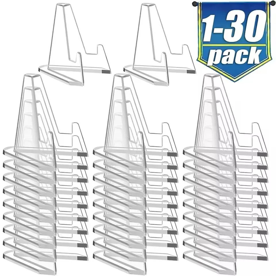 30/1pcs Transparent Acrylic Coin Display Stand Holders Small Easel Rack Card Commemorative Challenge Coin Capsule Holder Support