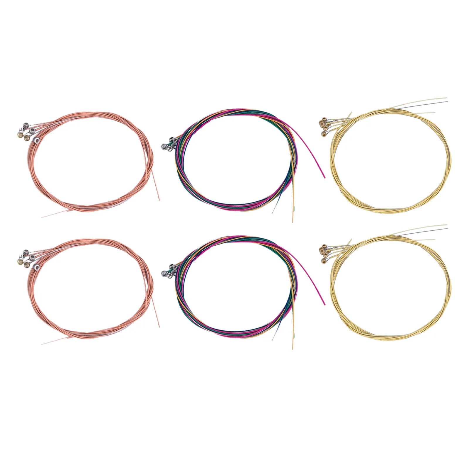 6Sets Colored Guitar Strings Acoustic Metal Set Folk Replacement Strings Clear Tone Extra Strength for Beginners and Live