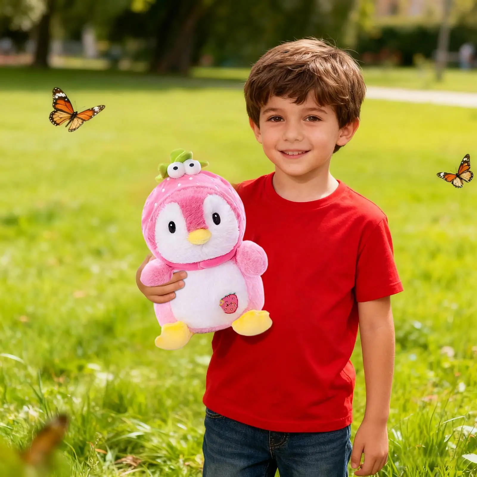 

Плюшевая кукла с изображением пингвина, фруктовый пингвин, мультяшная кукла с животными для детей, подростков, взрослых, коллекционеров, игра в перед сном, детская комната