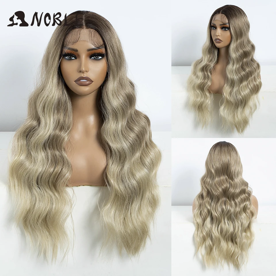 Noble Synthetic Lace Front Wigs For Women Straight Hair Synthetic Lace Wigs 28 Inch Ombre Long Cosplay Wigs Ombre Blonde Wig