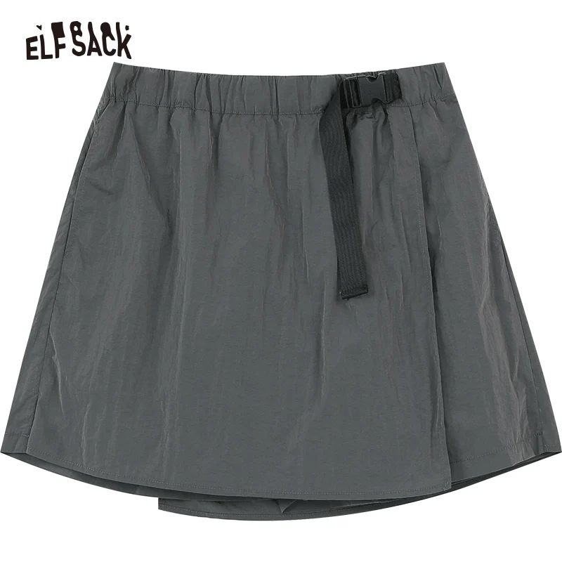 ELFSACK 2024 summer new arrival picnic travel vacation holiday soft comfortable fitted High waisted split denim skirt long skirt