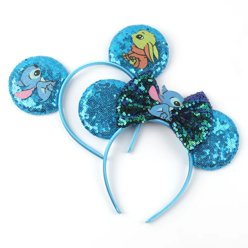 

1pc Cartoon Stitch Disney Headband Cute Sequin Bow Mickey Minnear Holiday Party Wearing Women's Girl Perfect Gift Hair Accessory