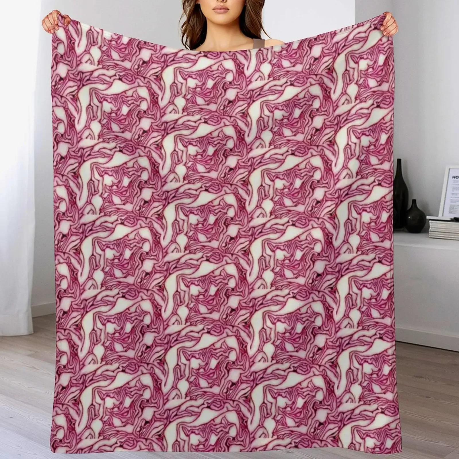 Red Cabbage Design Pattern Throw Blanket Beautifuls Beach Polar Blankets