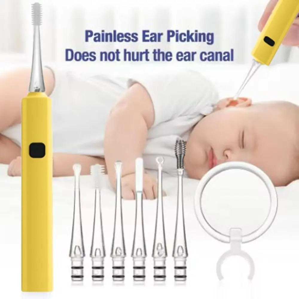 LED Light Baby Ear Cleaner USB Charging Soft Luminous Ear Spoon Set with Magnifying 360 Degree Rotating Visible Earpick Adults