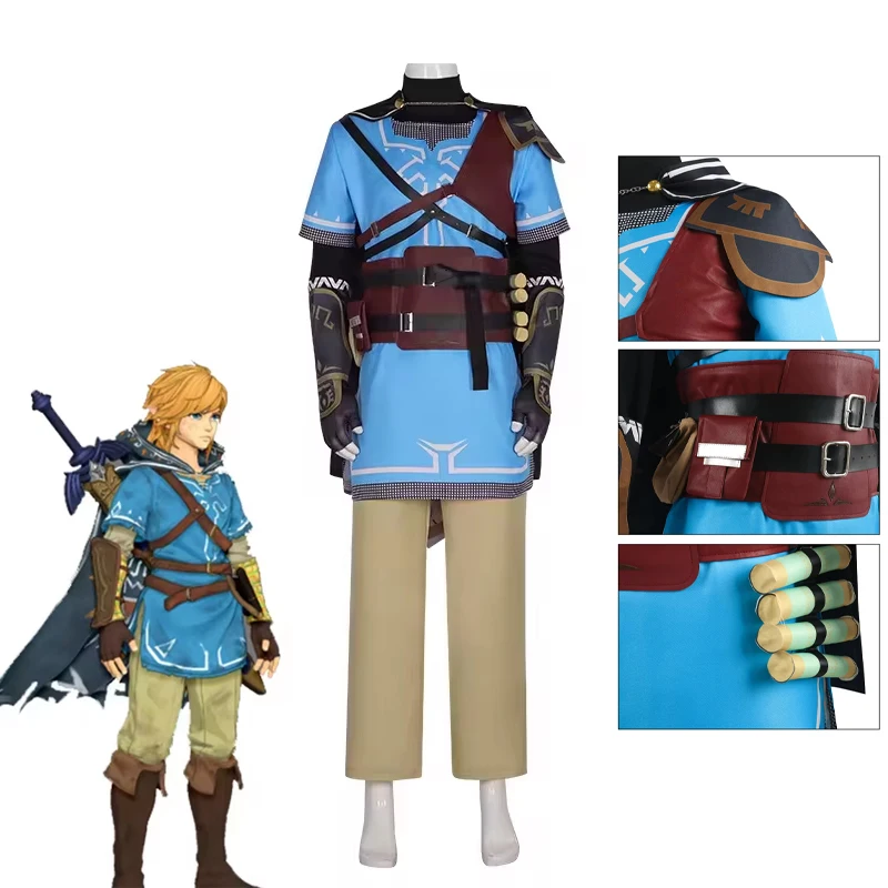 Anime Linke Cosplay Costume Game Link Zelda Cosplay Costume Linke Blue Tunic Full for Comic Con Role Play Linke Outfits