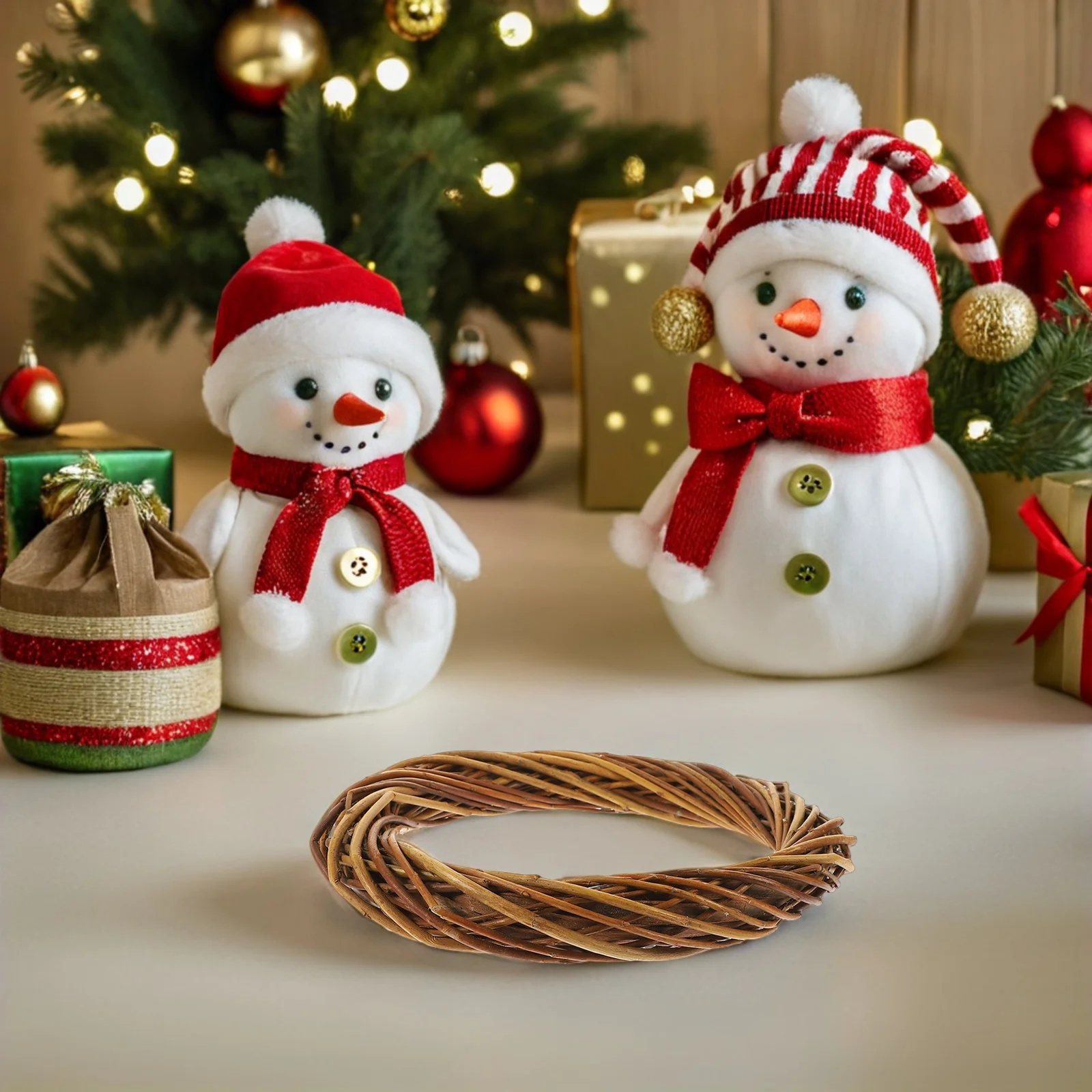 

2Pcs Wicker Wreath Rustic Natural Twig Circles DIY Craft Bases for Christmas Wedding Home Decoration Wicker Wreath Round