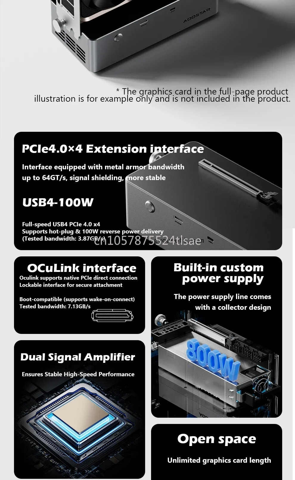 AG01 / AG02 Graphics Card Expansion Dock Buit-in 800W Battery 3*8pin Graphics Card Power Connectors