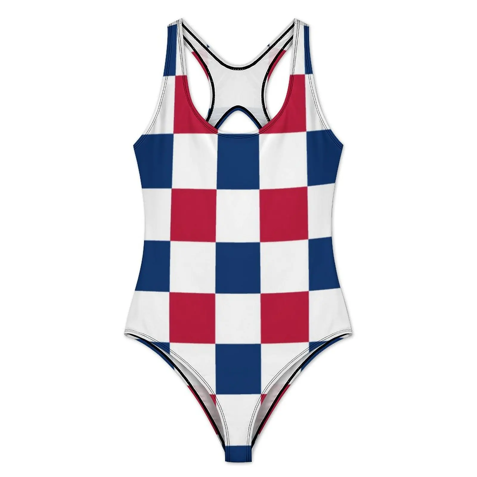 American USA Flag Swimsuit Sexy Red White Blue Checkerboard One Piece Swimwear Push Up Swimsuits Trend Vacation Bath Beach Wear