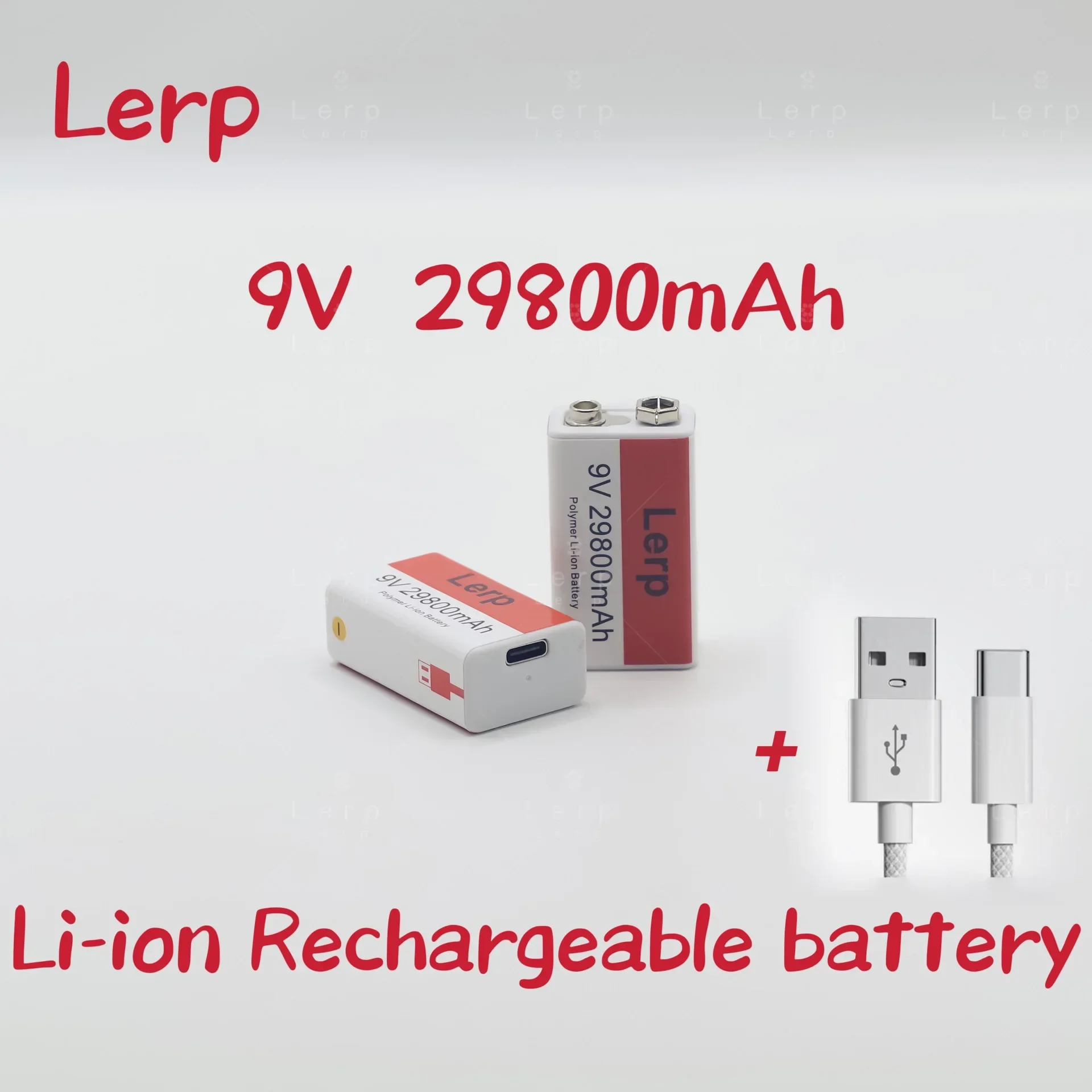 new2024 9V battery,29800mAh, Multimeter rechargeable lithium-ion battery, mini USB, toy, microphone, remote control, KTV use,