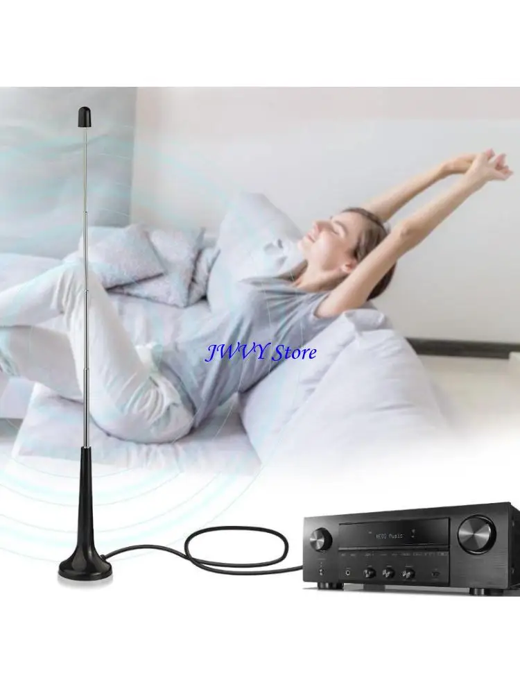 573A 75OHM FM 텔레스코픽 안테나 가정용 앰프 안테나 3 어댑터 FM 라디오 안테나 DAB FM 안테나 높은 이득