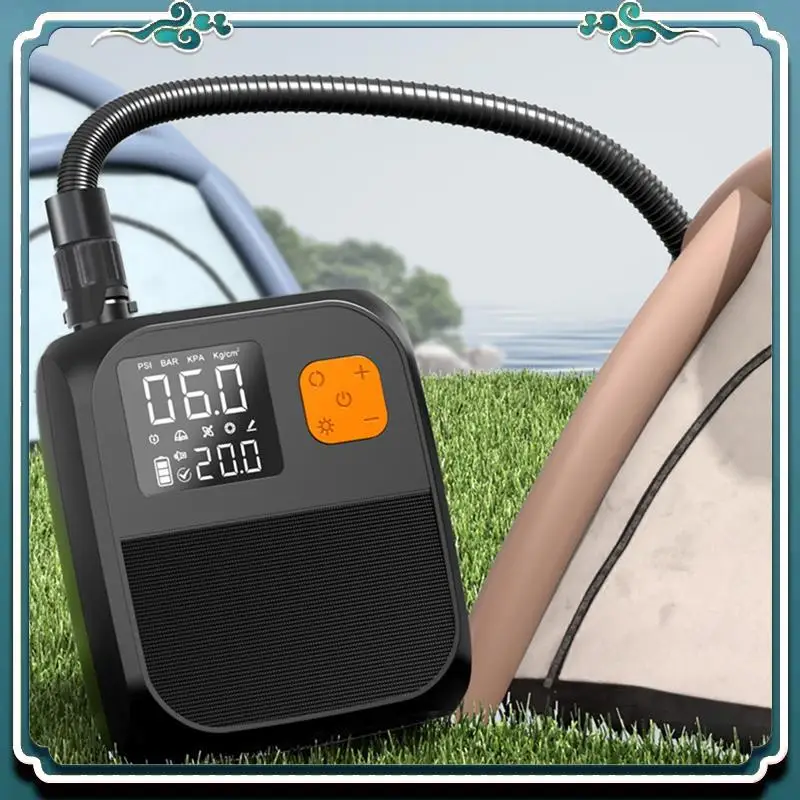 

Reliable Portable Paddle Board Pump 25PSI High Pressure Electric Air Compressor Pump With 6 Nozzles For Inflatable Boat Black