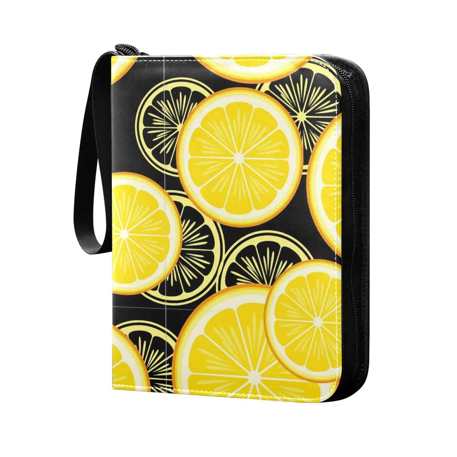 Lemons black Card Binder 4 Pocket Card Binder 400 Double Sided Pocket Album for Sport Game Cards Unique Card Collection Storage