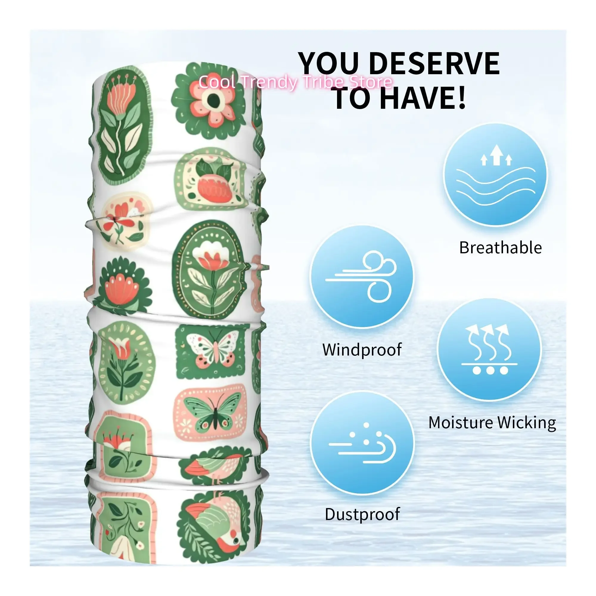 Retro Bird Flower Butterfly Collection Fresh Folk Style Novelty Head Scarf Bandana for Women Boho Floral Hair Wrap Summer Beach