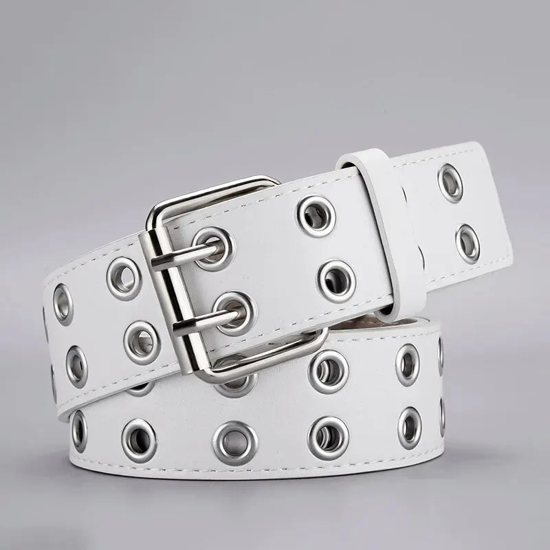 1pc frauen Gürtel Trend Einfache Doppel Loch Männer Gürtel Punk Hip Hop Rock Stil Subkultur Y2K Gürtel Punch freies Gürtel für Männer und Frauen