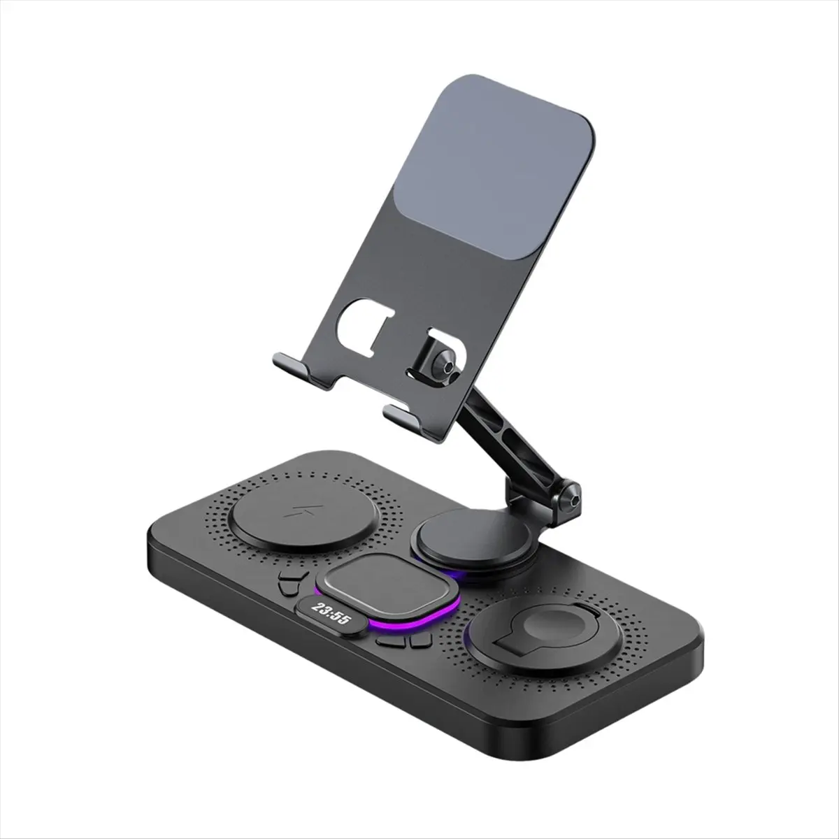 A32I 6-in-1 Wireless Charger Station Desktop Tablet Holder LED Light Clock Type C Port for IPhone 17-12 Apple Watch AirPods,A