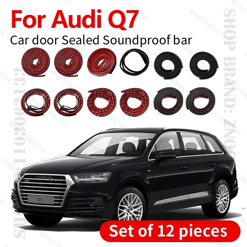 For 2005-2015 Audi Q7 Car Door Seal Strip Rubber Double Layer Sealing Protector Soundproof Seal Dustproof Seal Strip 12PCS Set