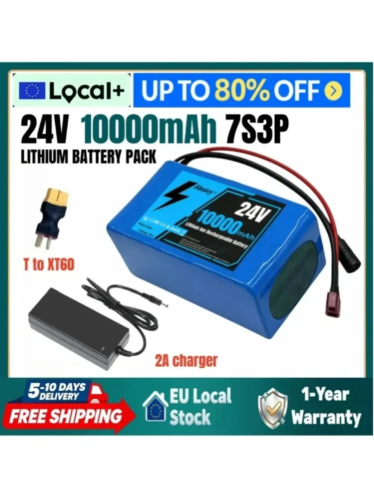 Neuer Hochleistungs-24-V-10000-mAh-7S3P-18650-Lithium-Akku – Intelligenter BMS-Schutz, wiederaufladbarer Ersatz für Elektrorollstühle, Elektromobile und Elektrofahrräder