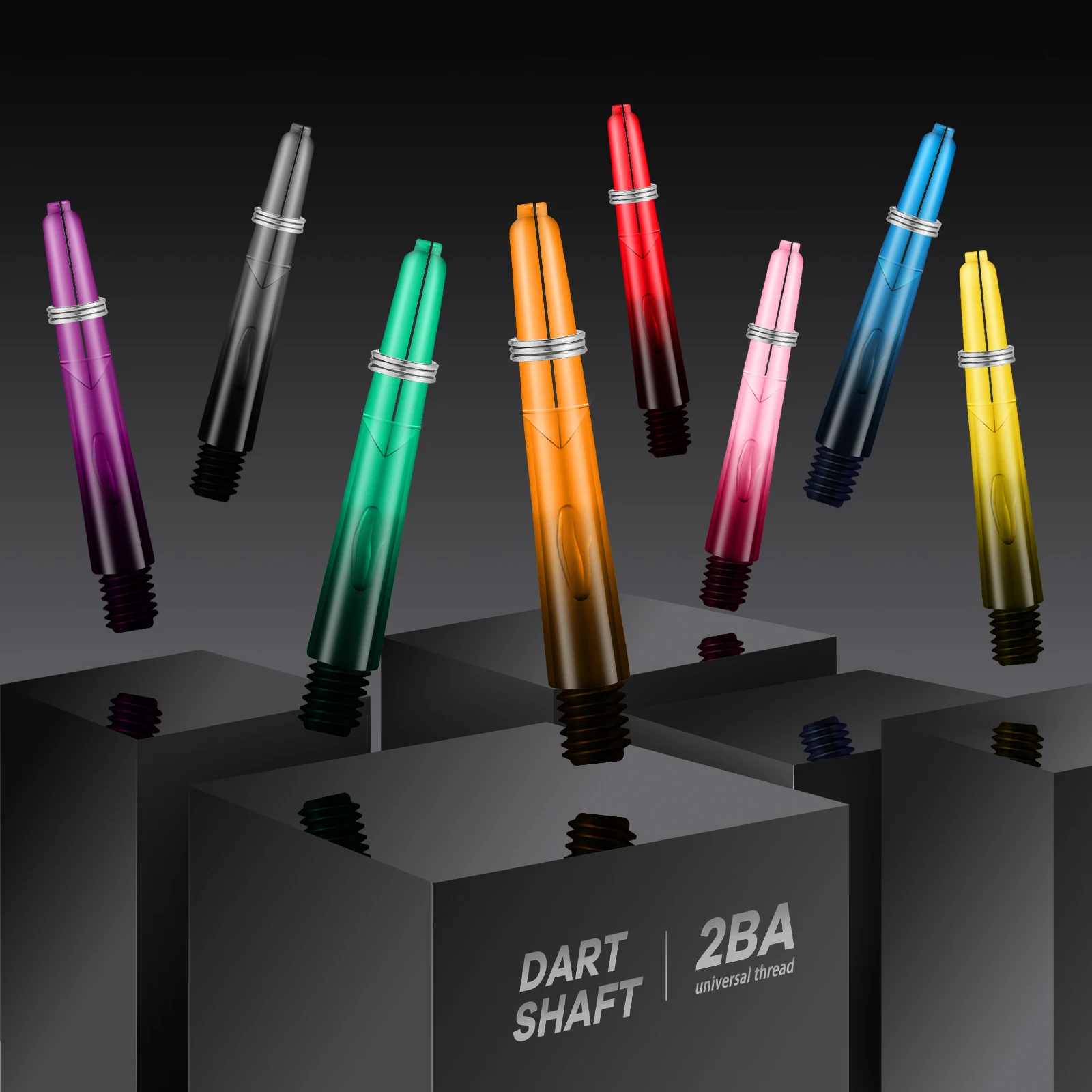 Huanqu 6-Pack 40mm Transparent Black Plastic Dart Shafts Standard 2Ba Thread Replacement Dart Accessories