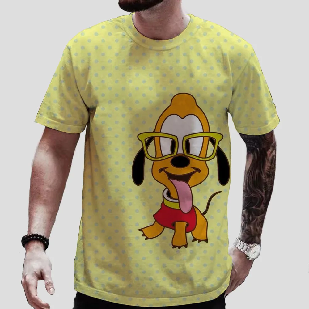 Disney Goofy cartoon print T-shirts Men Clothing Summer Fashion Casual Short Sleeve Cool T Shirt Harajuku Streetwear Tops Tee ﻿