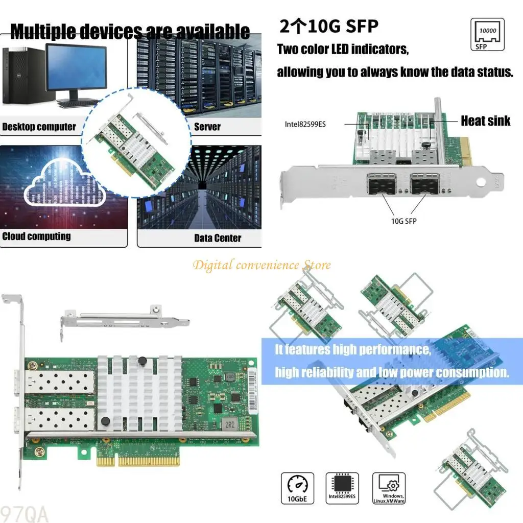 

97QA 2 SFP+ PORT 10GBE PCIE СЕРЕР СЕТИНГА СЕТИ ОПЛАТА ОПТИЧЕСКИЕ