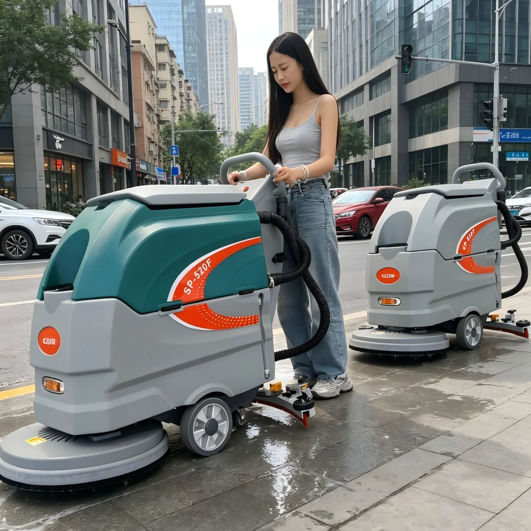 Mini Floor Cleaning Machine  Road Sweeper Electric Dust Truck Two Brushes and One Suction