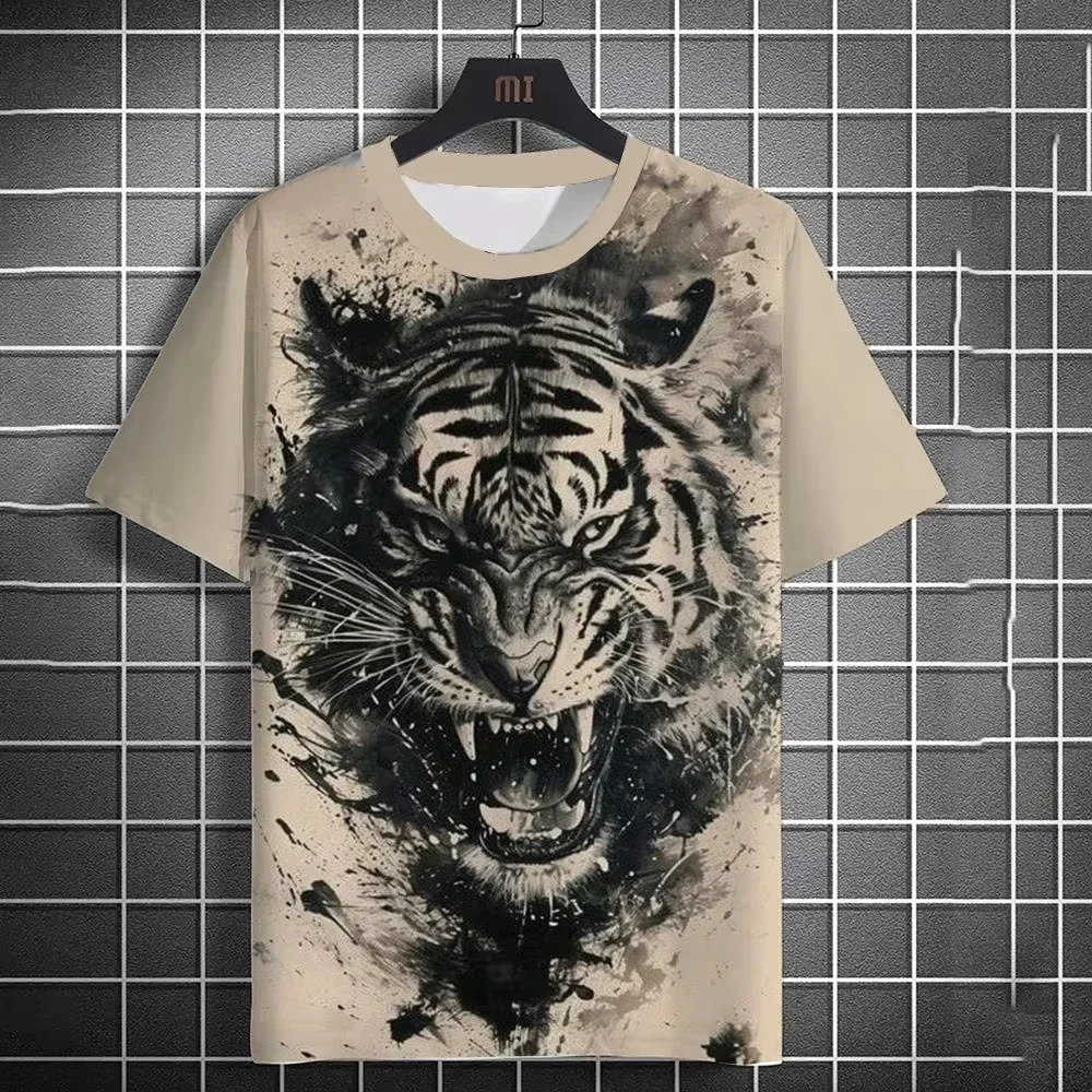 Men's T-Shirts Dragon Pattern Short Sleeve Tee Fashion Street O-Neck Top Trend Animal 3D Printing Loose Versatile Men's Clothing