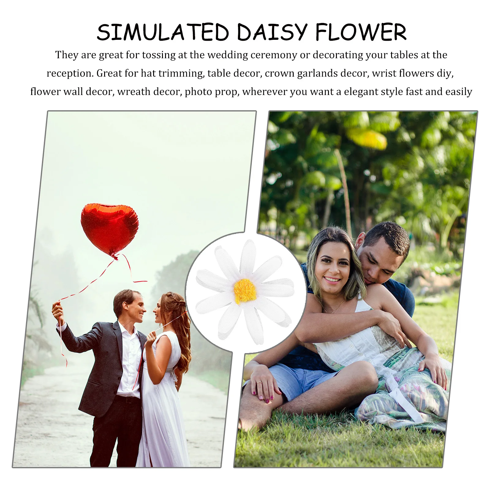 

100 Pcs Artificial Daisy Flowers Decoration Non Fading Plastic Flower Heads for Wedding Party Home Garden Crafts