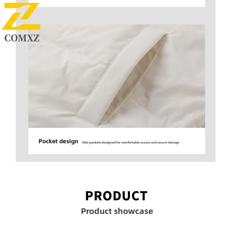 COMXZ Classic Stand Collar Men Down Jacket Casual Hiking Travel Cold Resistant Parka Daily Style Thickened Warm Winter Down Coat