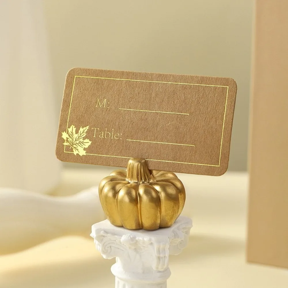 

4pcs Portable Pumpkin Card Holders Elegant Pumpkin Sculpture Place Card Holder Fall Themed Memo Clip Holder Adults or Kids