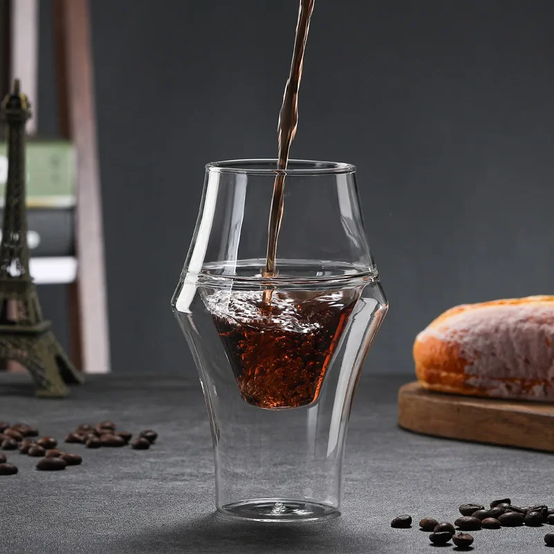 Taza de Vidrio de Doble Capa Creativa, Taza para Café Espresso, Vaso Resistente al Calor para Leche, Brandy, Té de Oficina, 120/250/335 ml