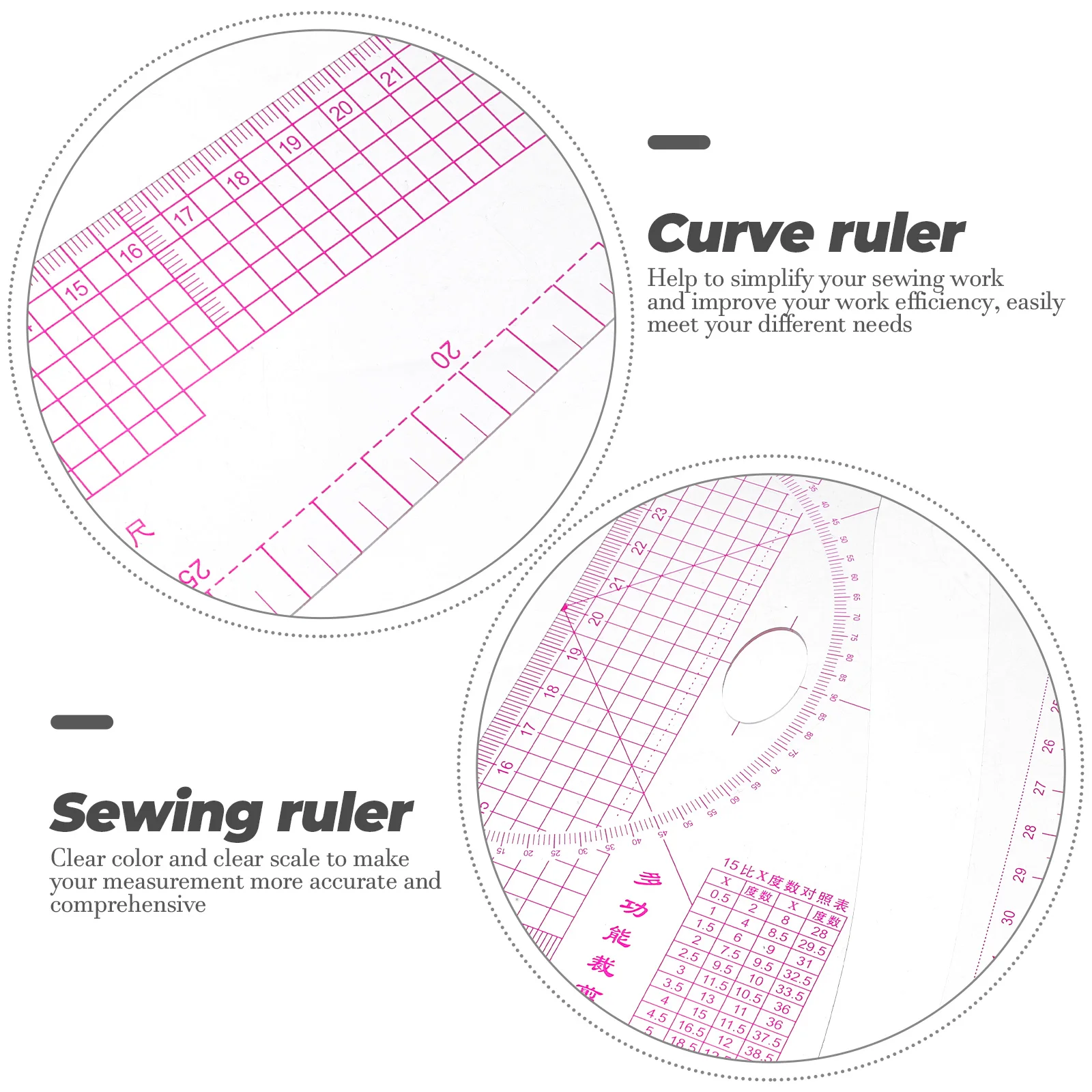 15 Pieces Clothing Ruler Set Tailor Tools French Curve Sewing Supplies Quilting Rulers Pattern Making Measuring Instruments