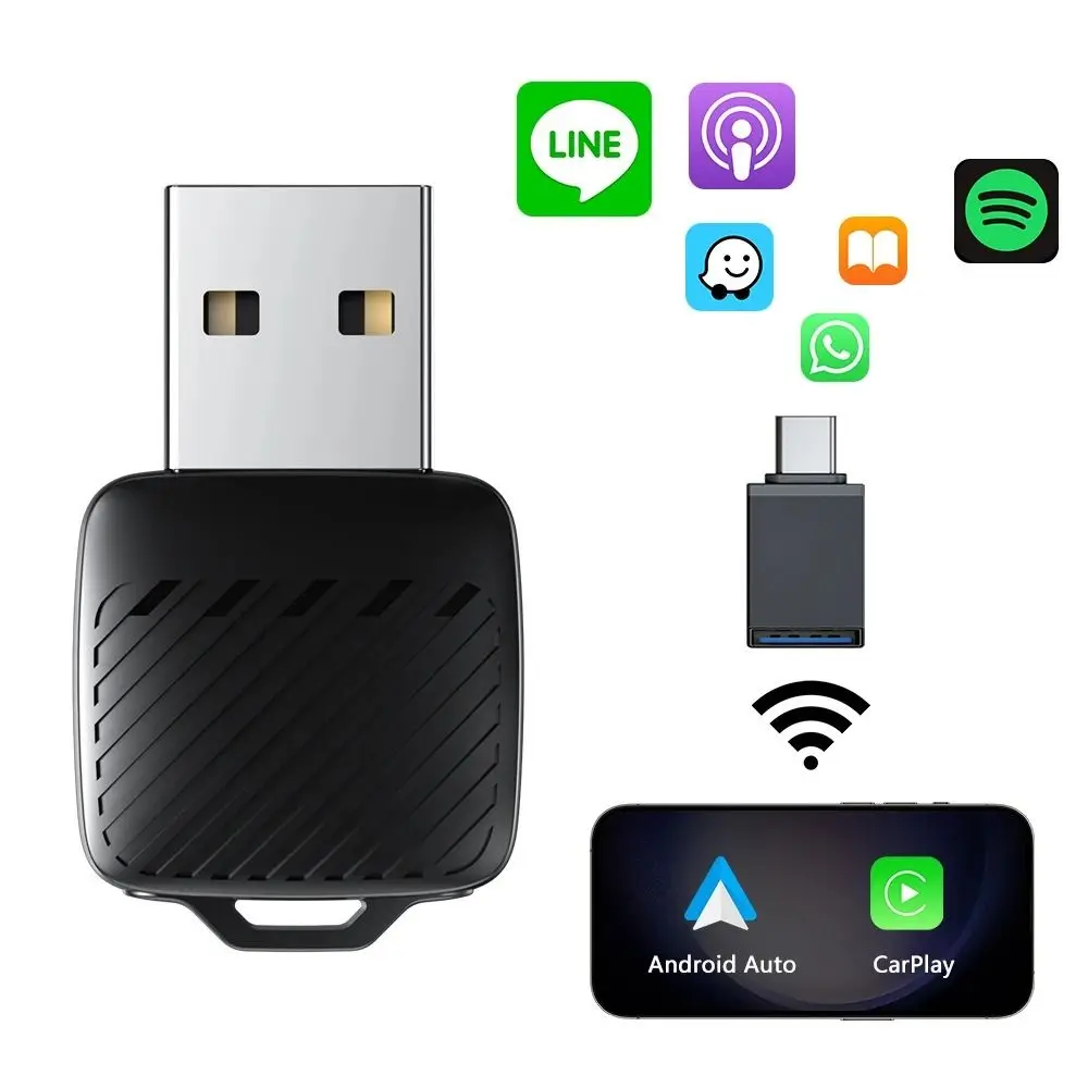 2 in 1 Wireless Android Auto Adapter Wireless Plug & Play Wireless Carplay Adapter Intelligent Systems Convert Wired To Wireless