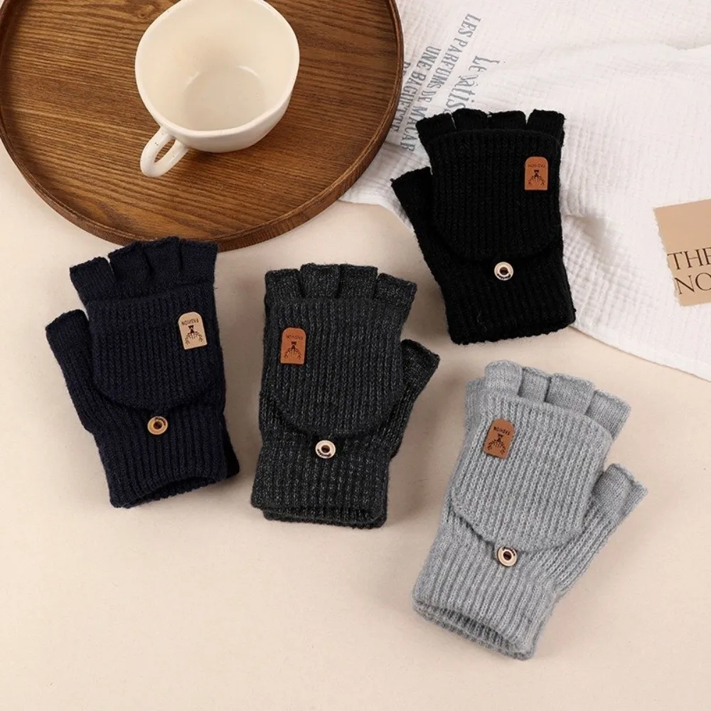 

New Knitted Warm Gloves Touchable Screen Solid Color Driving Mittens Touch Screen Gloves Autumn and Winter