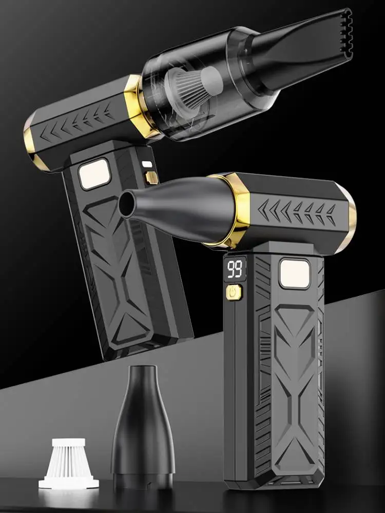 منفاخ مكنسة كهربائية مع إضاءة LED 250000 دورة في الدقيقة منفاخ قوي 6 تروس قابل للتعديل ضربة/مصاص منفاخ منفضة بدون فرش لتنظيف الكمبيوتر