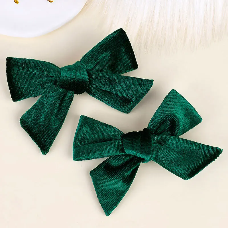 Velvet Sweet Bow Hairpins Solid Color Bowknot Hair Clips For Girls Satin Butterfly Barrettes Duckbill Clip Kids Hair Accessories