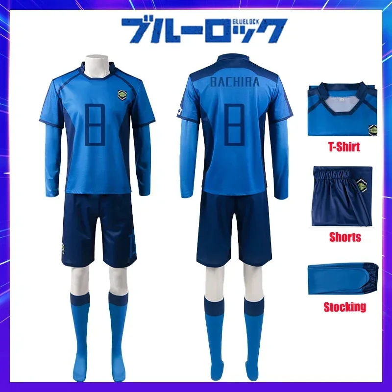 Anime Blue Lock Cosplay Costume Shorts T-shirt Stocking Wig Isagi Bachira Chigiri Nagi Reo Football Clothes for Men And Women
