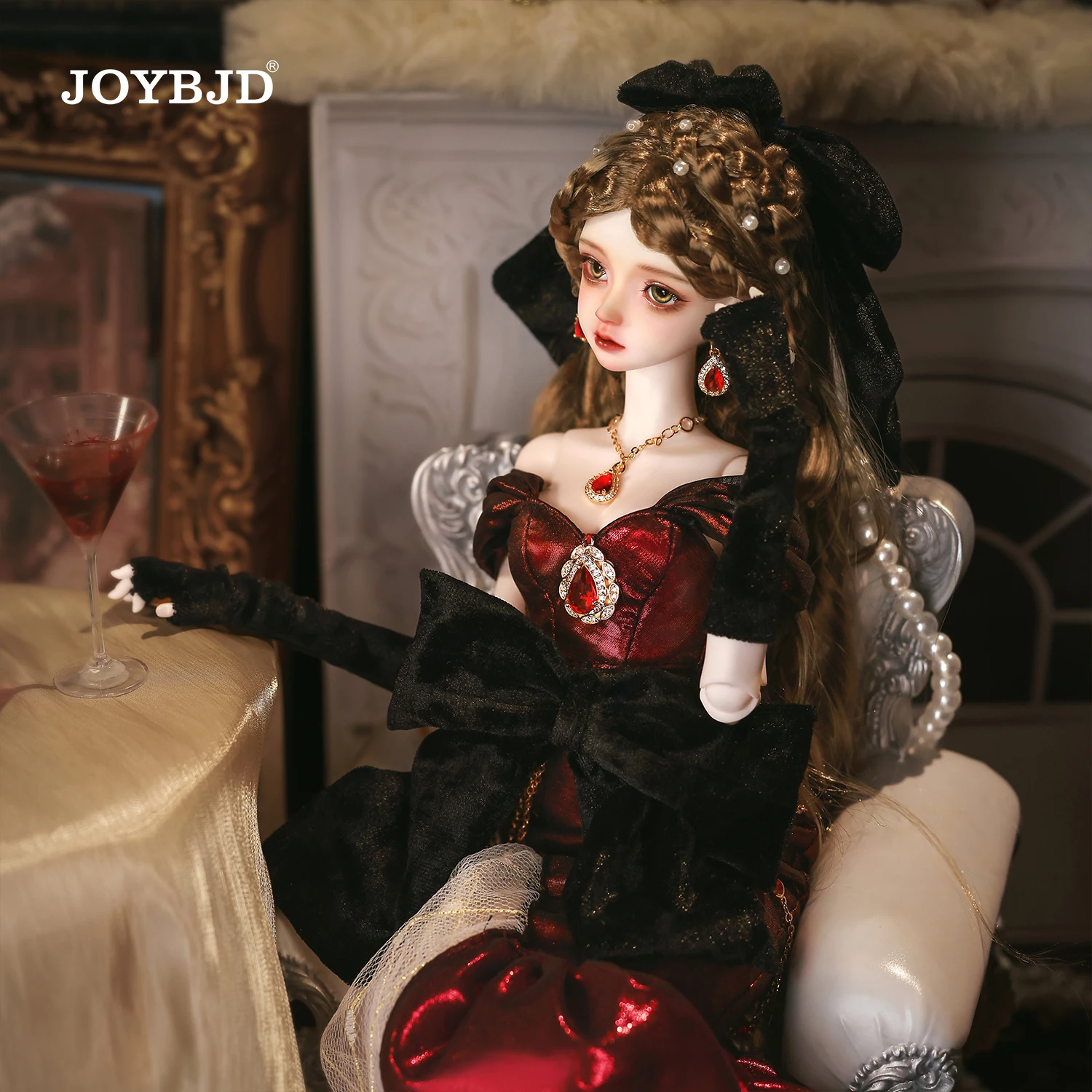 Joybjd 1/4 Beeno BJD Full Set E Princess in Red Mermaid Dress Resin Art Toy Ball-Jointed Doll view 3
