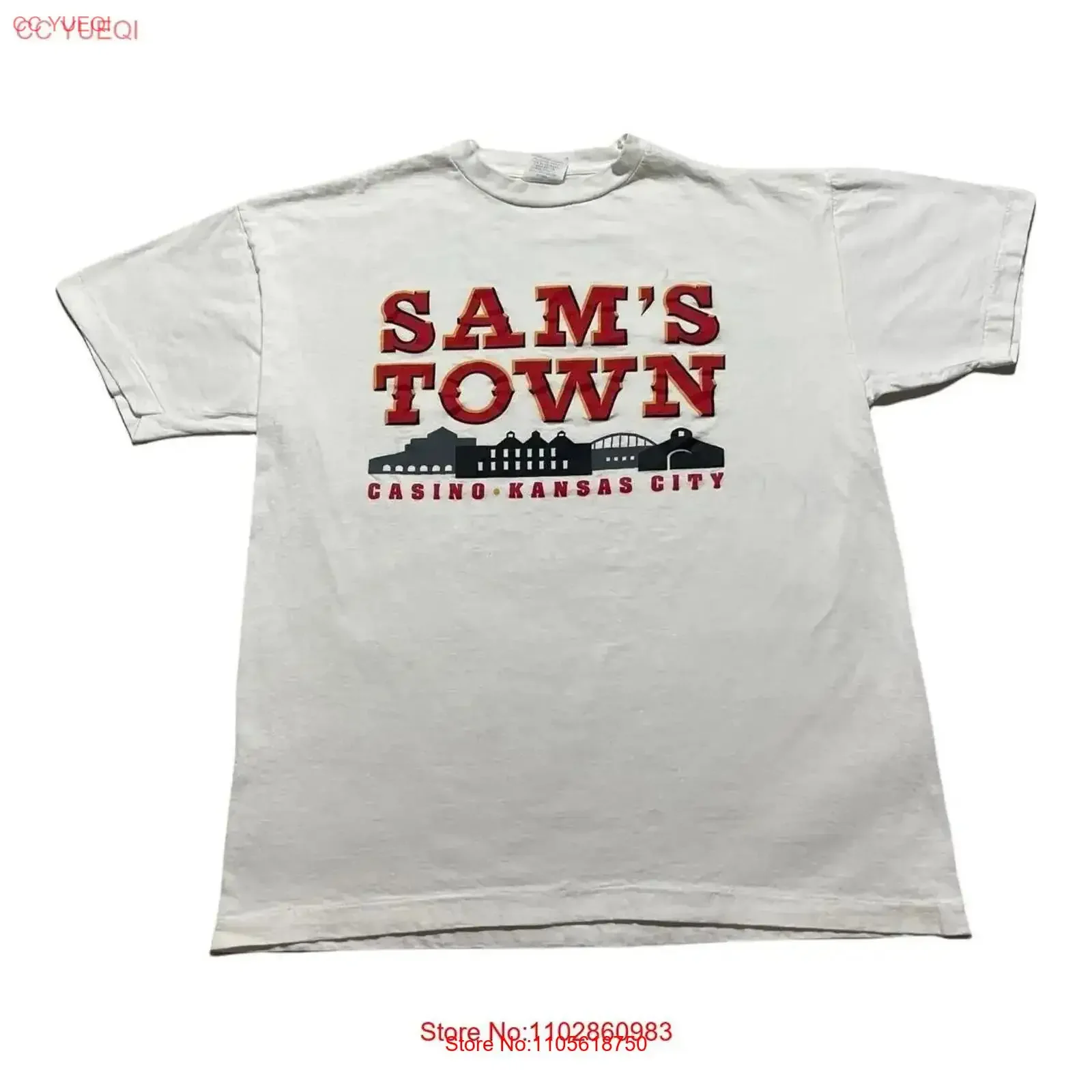 Camiseta Vintage Sam's Town, Lavada, Cómoda, Ligeramente Elástica, Diseño Gráfico, Ropa Versátil, Moda Urbana