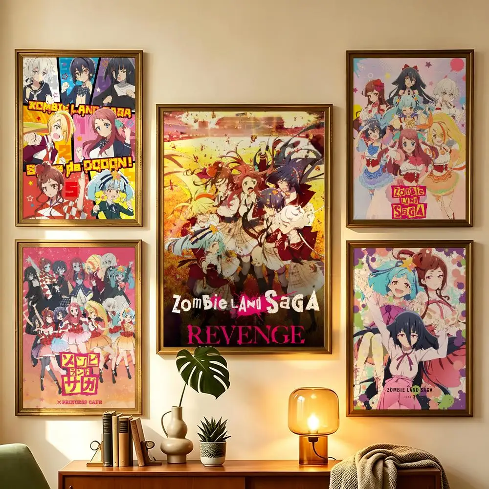 anime Zombie Land Saga Poster Wall Sticker Poster Decal PP Material Self-Adhesive Waterproof for Living Room Home Wall Decor