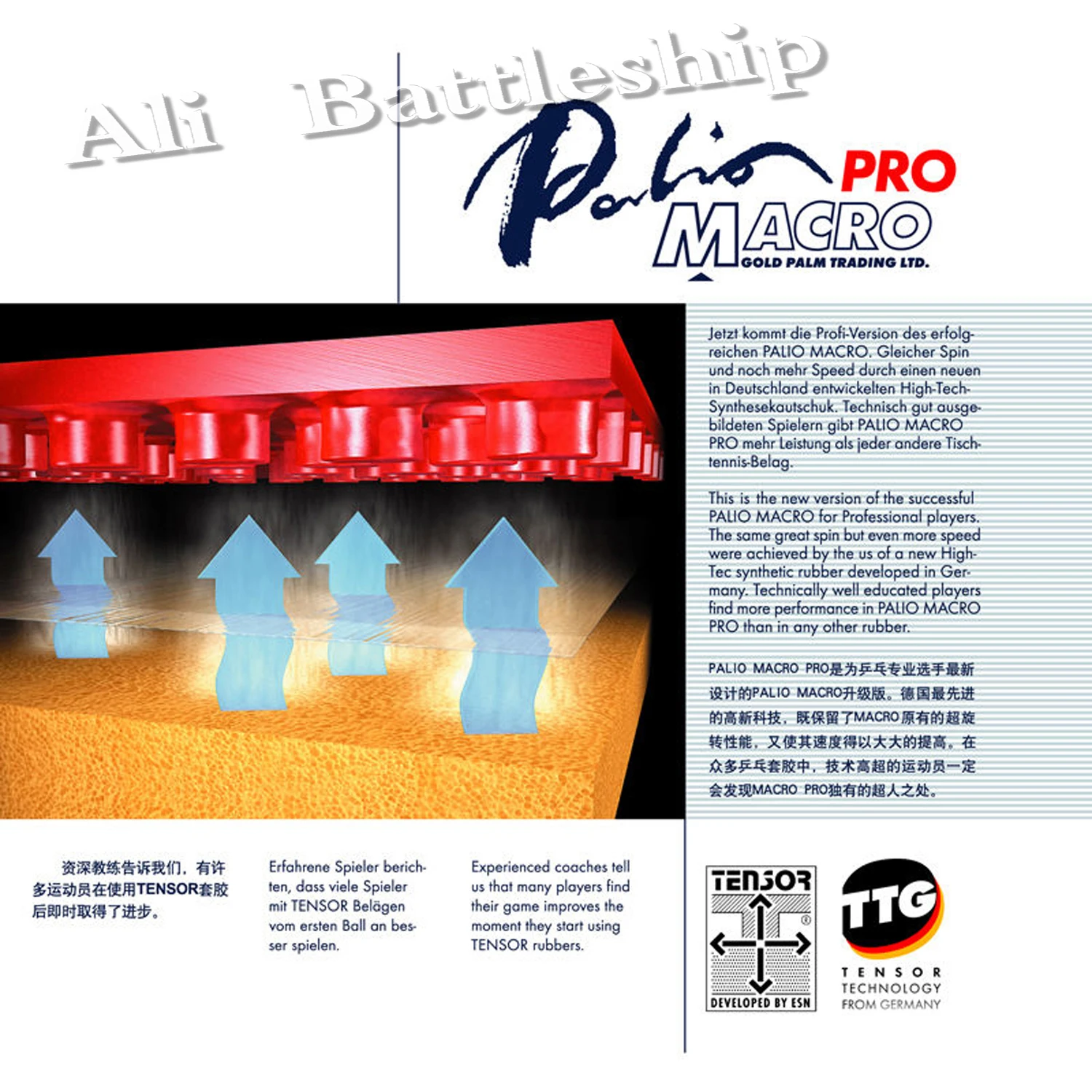

Palio official MACRO PRO table tennis rubber pimples in astringent fast attack with loop high speed and spin