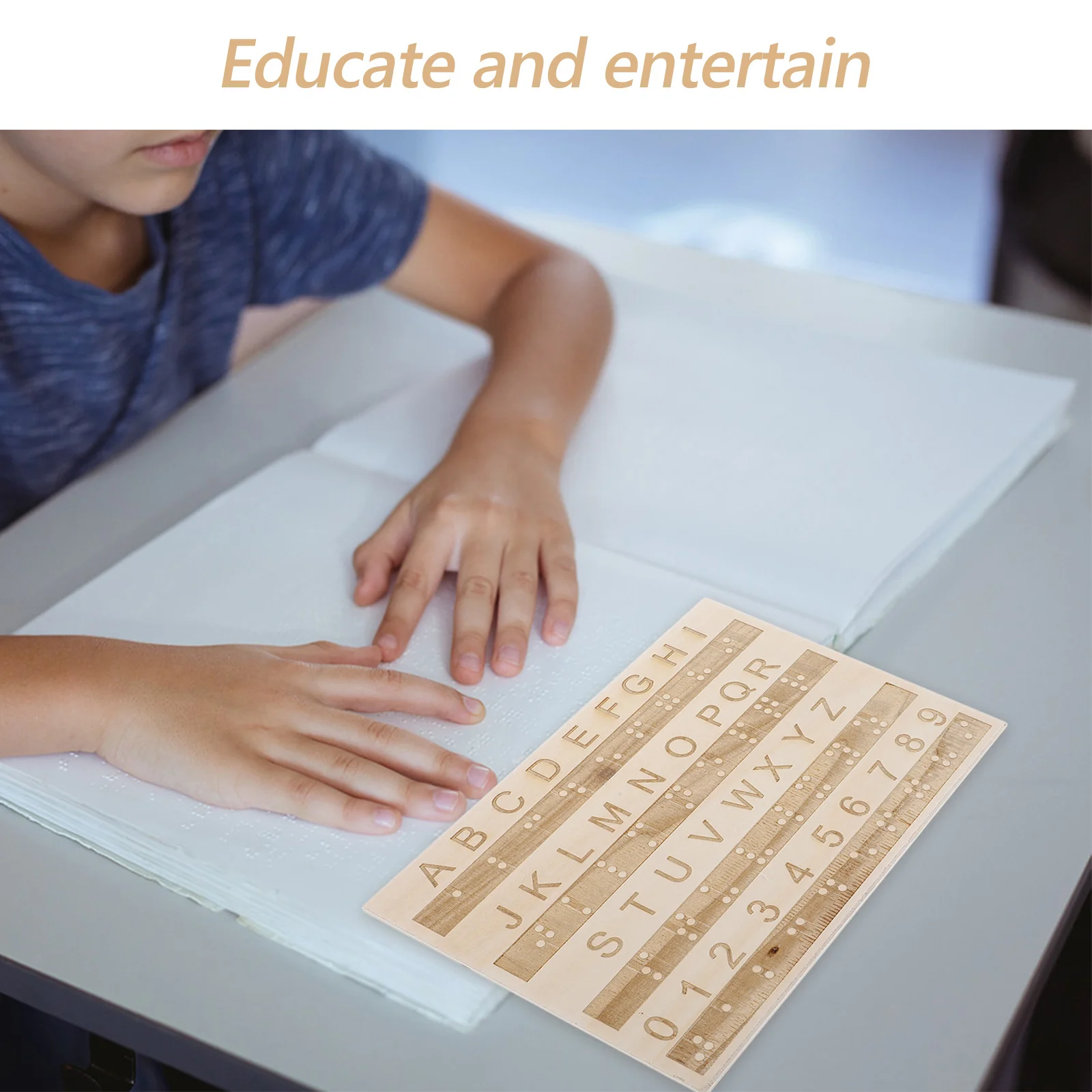 

Wooden Braille Alphabet Tracing Board Practical Size for Easy Learning Educational Braille Letter Number Board for Blind