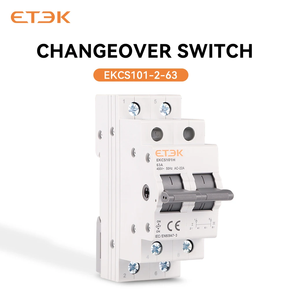 ETEK 1/2/4P  Din Rail Isolating Disconnecting Switch Dual Power Manual Transfer Isolating Switch Interlock Circuit Breaker EKCS