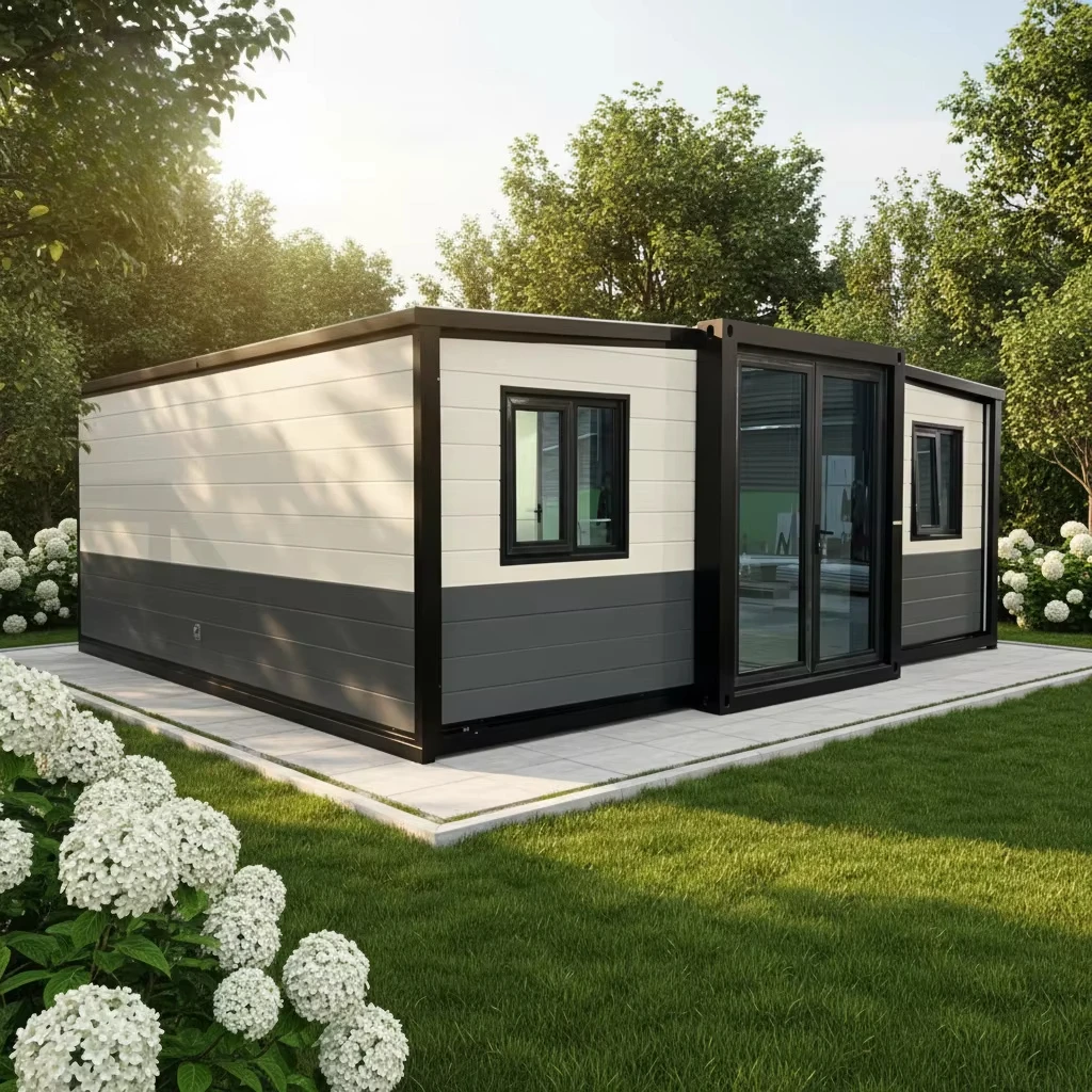 40ft Prefab Modular Expandable Container House 4 Bedroom Foldable Tiny Home Portable House Fireproof Steel Roof Patio