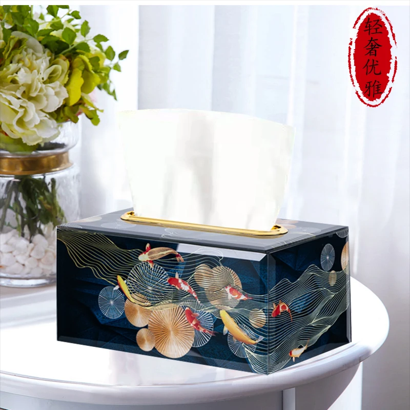 

Tissue Box Storage Box Integrated Light Luxury Home Living Room Set Paper Extraction Box Office Tea Table High-End Creative